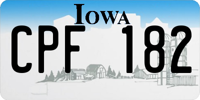 IA license plate CPF182