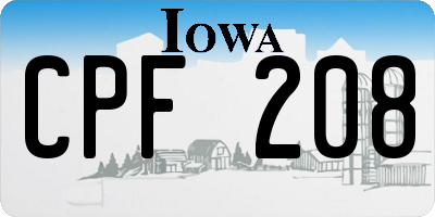 IA license plate CPF208