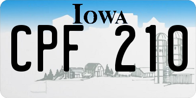 IA license plate CPF210