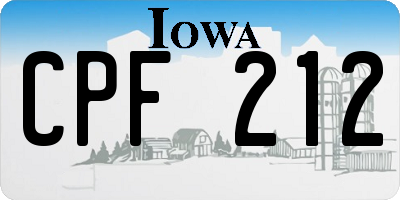 IA license plate CPF212