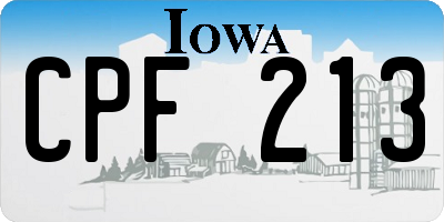 IA license plate CPF213