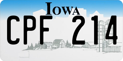 IA license plate CPF214