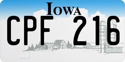 IA license plate CPF216