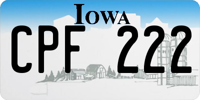 IA license plate CPF222