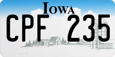 IA license plate CPF235