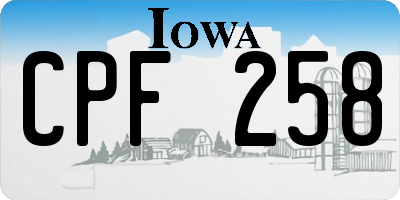 IA license plate CPF258