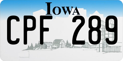 IA license plate CPF289
