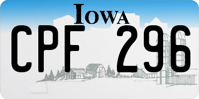 IA license plate CPF296