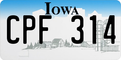IA license plate CPF314