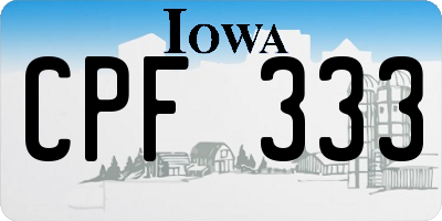IA license plate CPF333