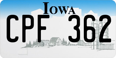 IA license plate CPF362