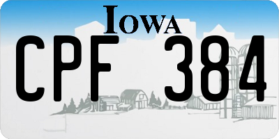 IA license plate CPF384