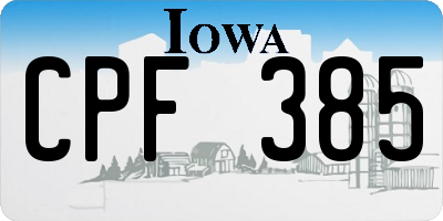 IA license plate CPF385