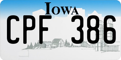IA license plate CPF386