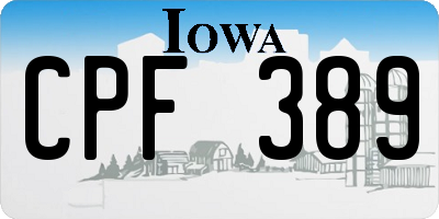 IA license plate CPF389