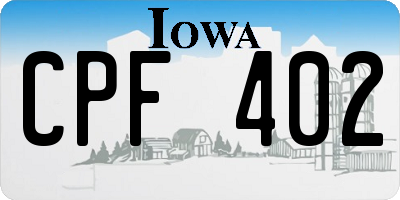 IA license plate CPF402