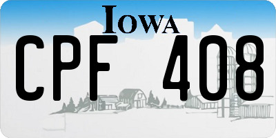 IA license plate CPF408