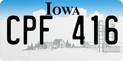 IA license plate CPF416