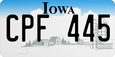IA license plate CPF445