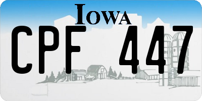 IA license plate CPF447