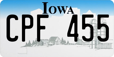 IA license plate CPF455