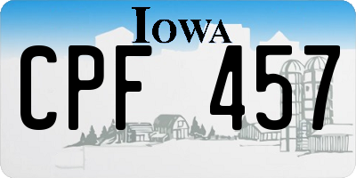 IA license plate CPF457