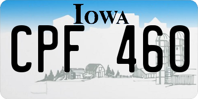 IA license plate CPF460