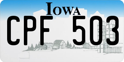 IA license plate CPF503