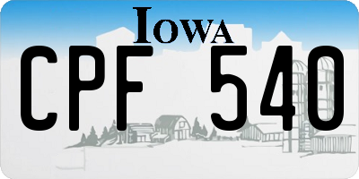 IA license plate CPF540
