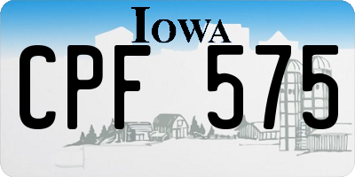 IA license plate CPF575
