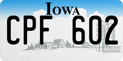 IA license plate CPF602