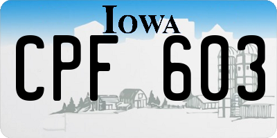 IA license plate CPF603