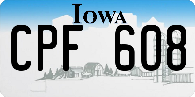 IA license plate CPF608