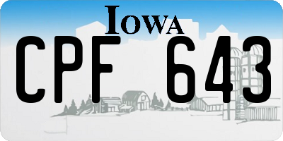 IA license plate CPF643
