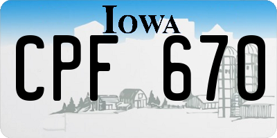 IA license plate CPF670