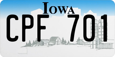 IA license plate CPF701