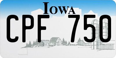 IA license plate CPF750
