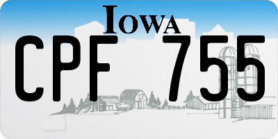 IA license plate CPF755