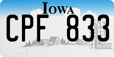 IA license plate CPF833