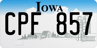 IA license plate CPF857