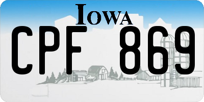 IA license plate CPF869