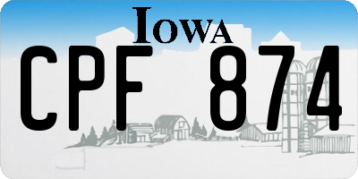 IA license plate CPF874
