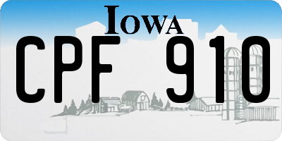 IA license plate CPF910