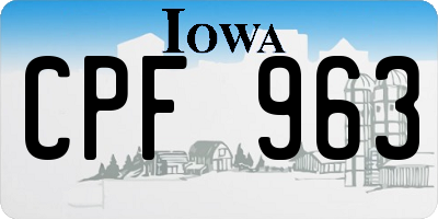 IA license plate CPF963