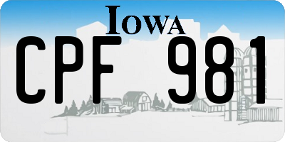 IA license plate CPF981