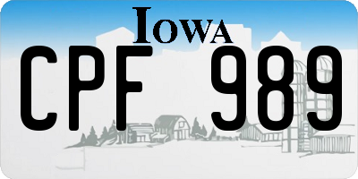 IA license plate CPF989