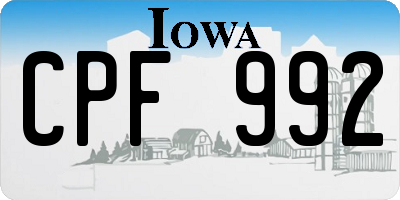 IA license plate CPF992