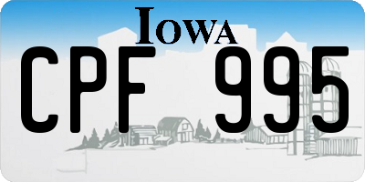 IA license plate CPF995