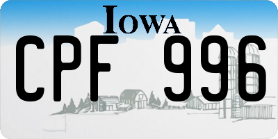 IA license plate CPF996