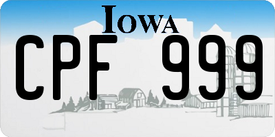IA license plate CPF999